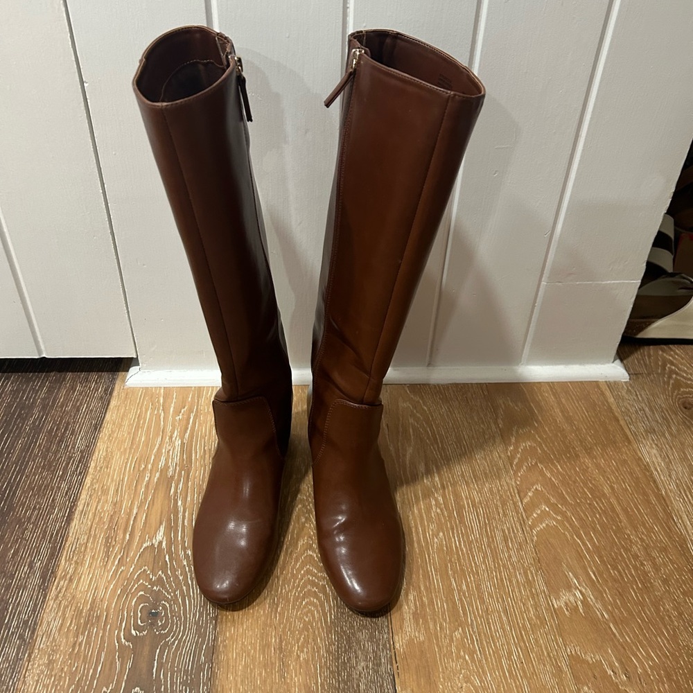J.Crew Womens Knee High Heeled Boots Brown Size 8 CC119